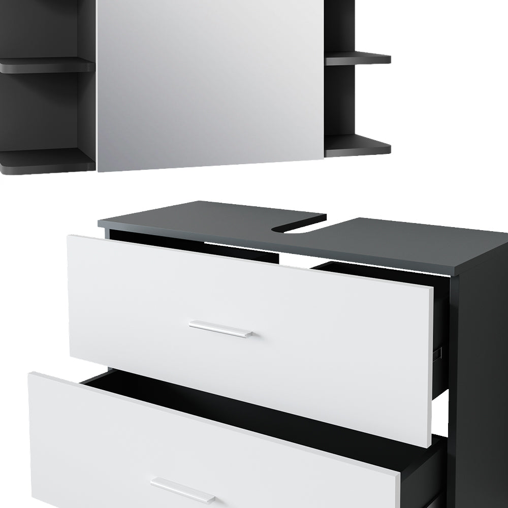 Vicco Set di mobili da bagno Antracite/bianco 4 parti