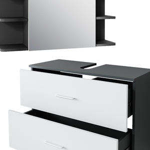 Vicco Set di mobili da bagno Antracite/bianco 4 parti