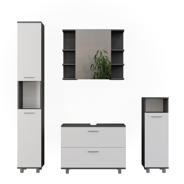 Vicco Set di mobili da bagno Antracite/bianco 4 parti
