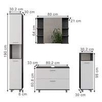 Vicco Set di mobili da bagno Antracite/bianco 4 parti