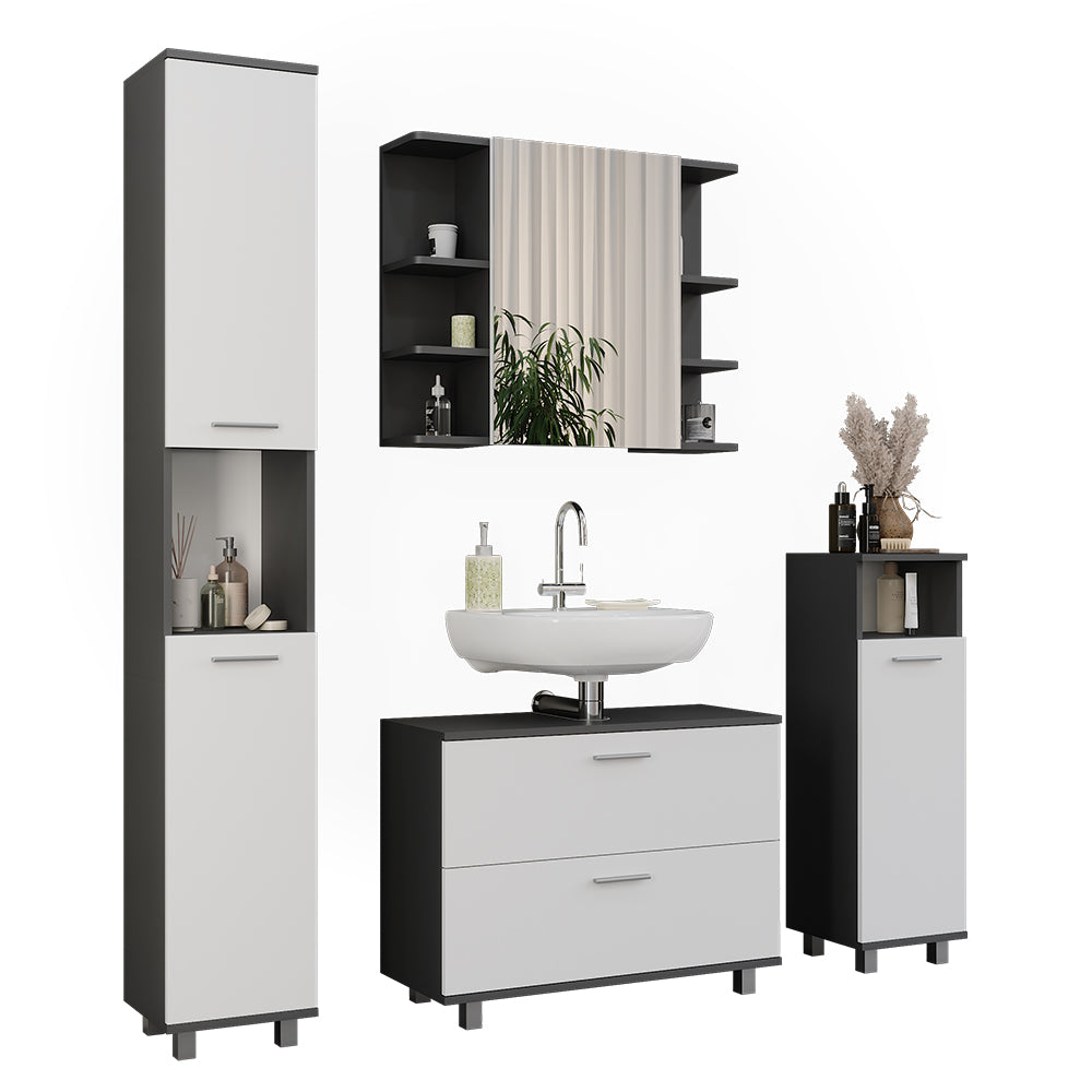 Vicco Set di mobili da bagno Antracite/bianco 4 parti