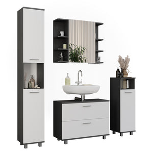 Vicco Set di mobili da bagno Antracite/bianco 4 parti