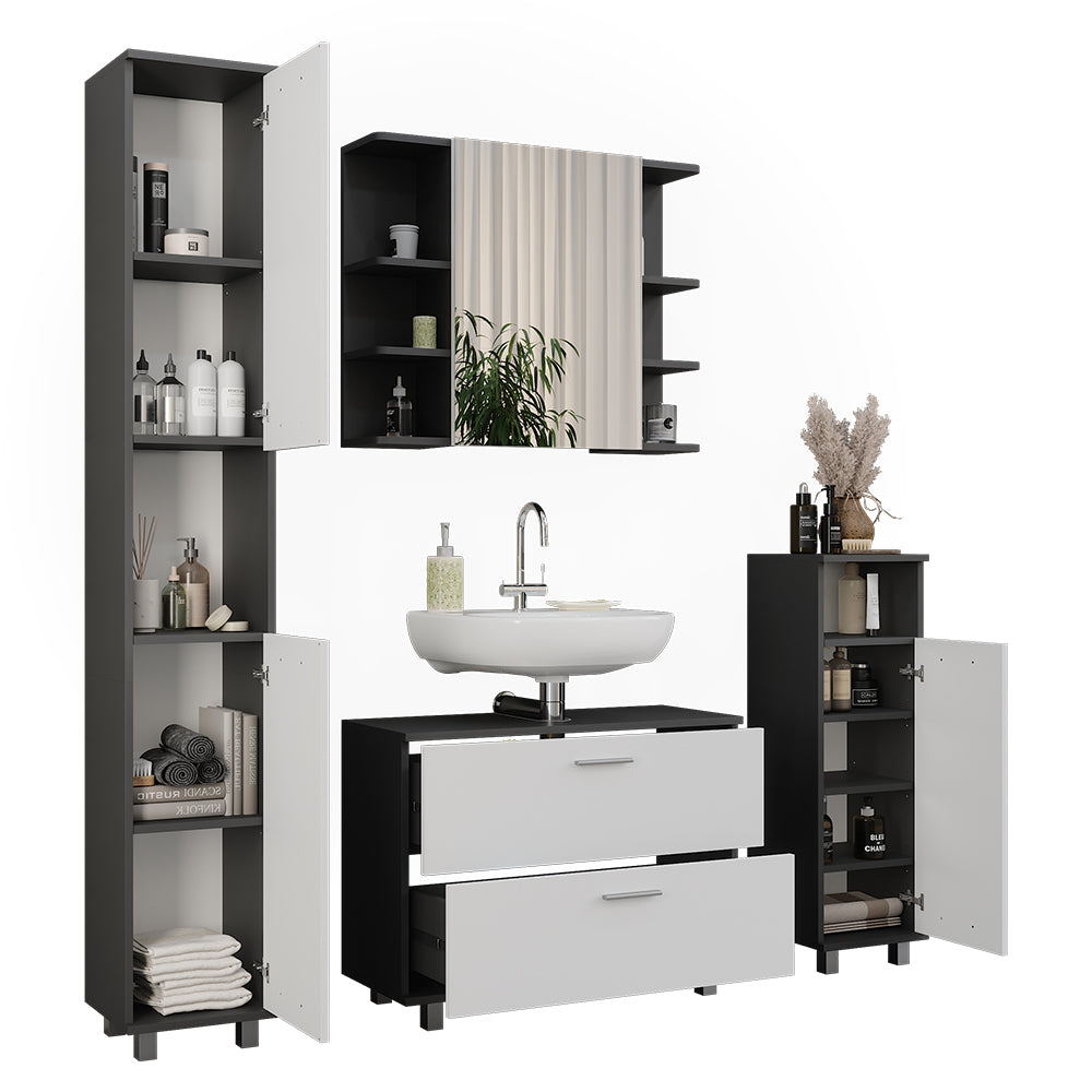 Vicco Set di mobili da bagno Antracite/bianco 4 parti