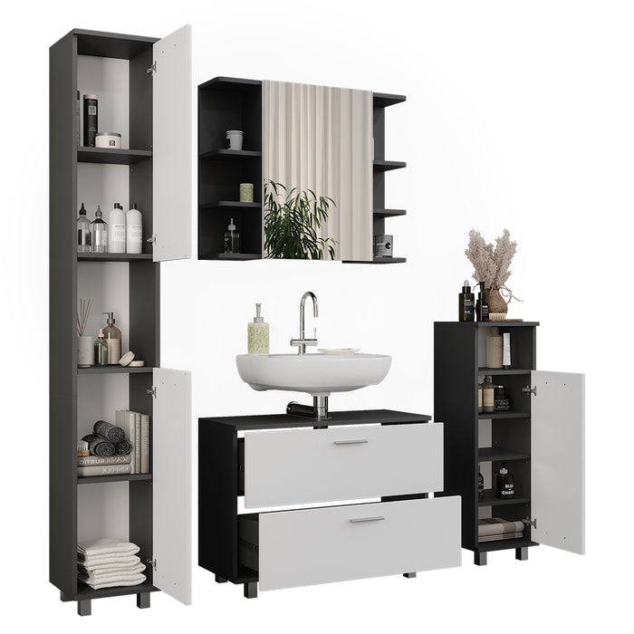 Vicco Set di mobili da bagno Antracite/bianco 4 parti