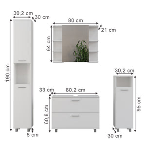 Vicco Set di mobili da bagno Bianco 4 parti