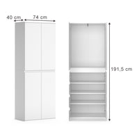 Vicco Armadio Bianco 74 x 191.5 cm con 4 porte