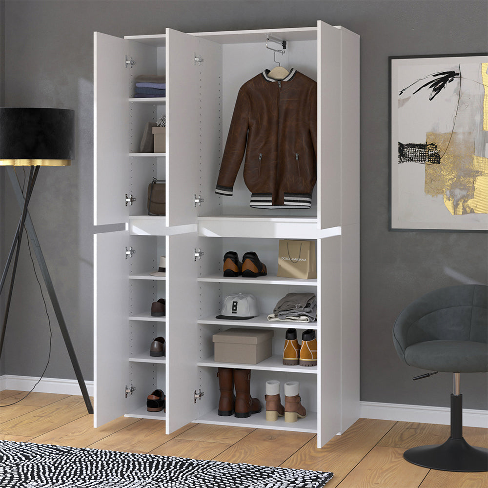 Vicco Armadio multifunzione Bianco 111 x 191.5 cm con 6 porte