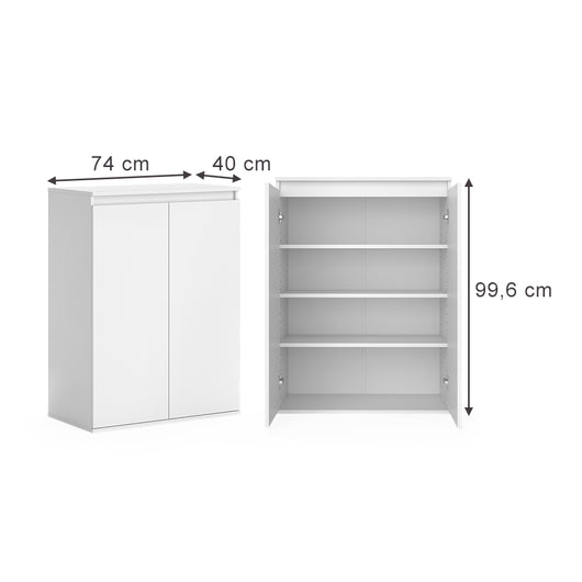 Vicco Cassettiera Bianco 74 x 99.6 cm con 2 ante