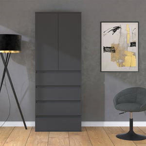 Vicco Armadio Antracite 74 x 191.5 cm con 4 cassetti