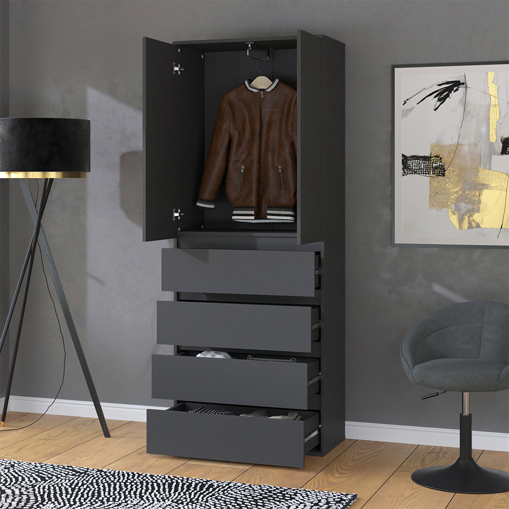 Vicco Armadio Antracite 74 x 191.5 cm con 4 cassetti