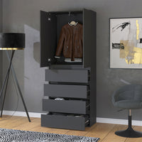 Vicco Armadio Antracite 74 x 191.5 cm con 4 cassetti