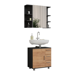 Vicco Set di mobili da bagno Antracite/quercia dorata 2 parti