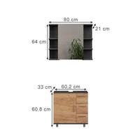 Vicco Set di mobili da bagno Antracite/quercia dorata 2 parti