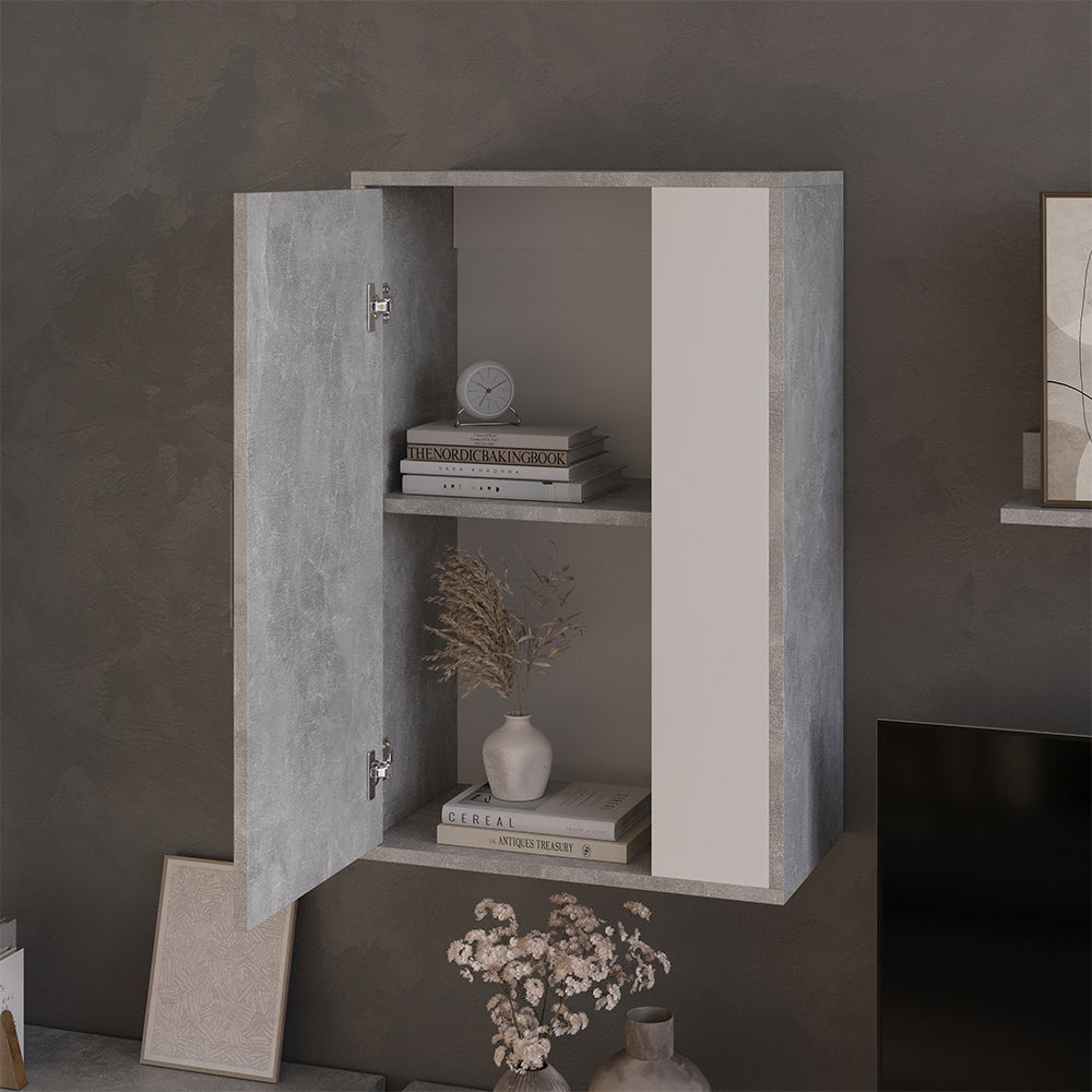 Vicco Scaffale a muro Cemento/Bianco 50.1 x 78.4 cm con 2 scomparti