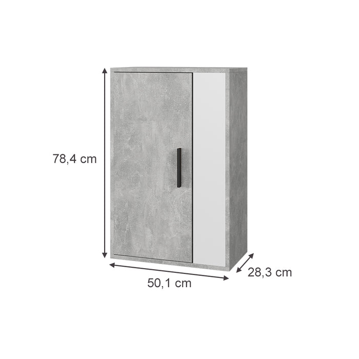 Vicco Scaffale a muro Cemento/Bianco 50.1 x 78.4 cm con 2 scomparti