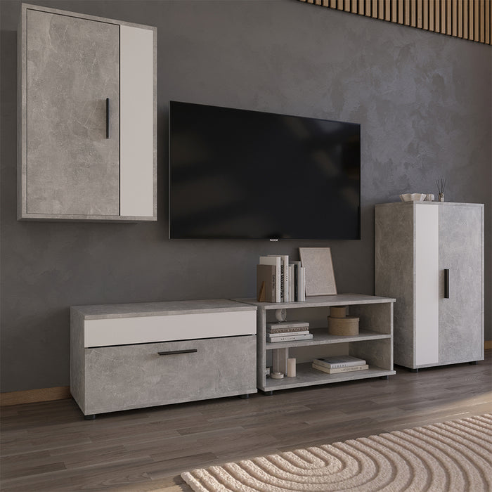 Vicco Parete attrezzata Cemento/Bianco 2 parti