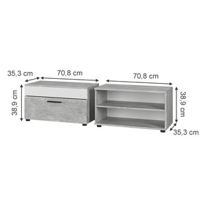 Vicco Parete attrezzata Cemento/Bianco 2 parti