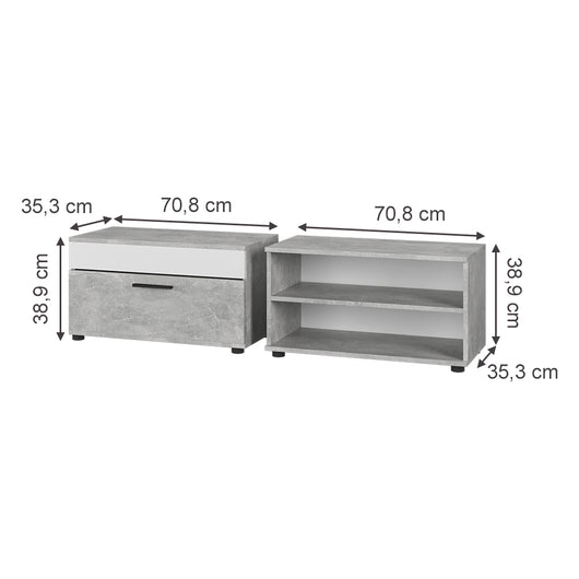 Vicco Parete attrezzata Cemento/Bianco 2 parti