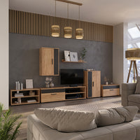 Vicco Parete attrezzata Quercia dorata/antracite set, 4 parti