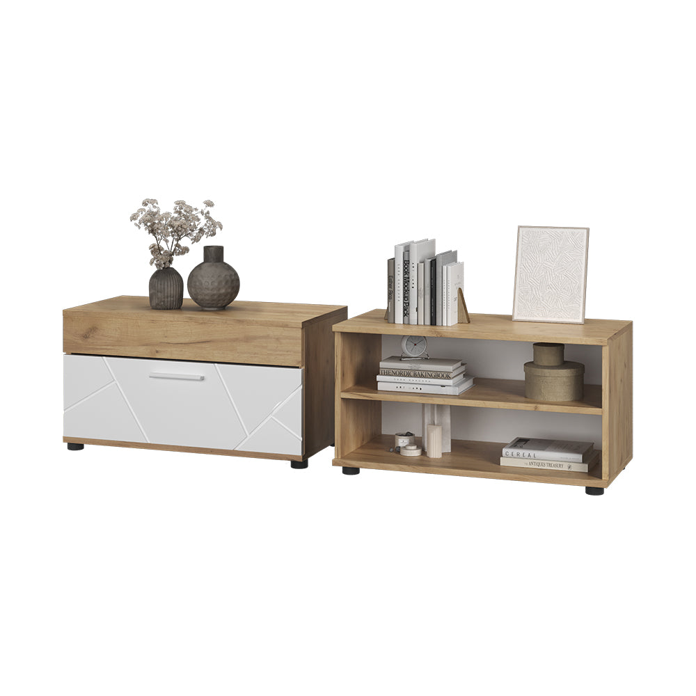 Vicco Parete attrezzata Quercia dorata/bianco 2 parti