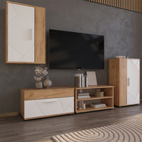 Vicco Parete attrezzata Quercia dorata/bianco 2 parti