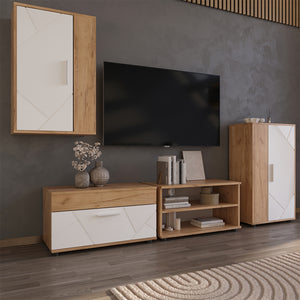 Vicco Parete attrezzata Quercia dorata/bianco 2 parti