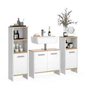 Vicco Set di mobili da bagno Rovere bianco/dorato 3 pezzi