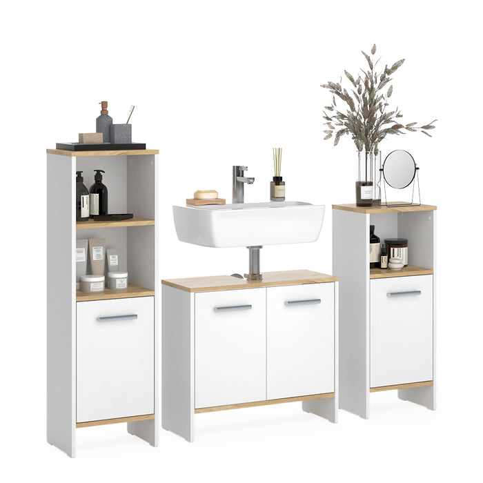 Vicco Set di mobili da bagno Rovere bianco/dorato 3 pezzi