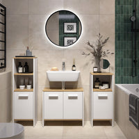 Vicco Set di mobili da bagno Rovere bianco/dorato 3 pezzi