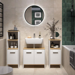 Vicco Set di mobili da bagno Rovere bianco/dorato 3 pezzi