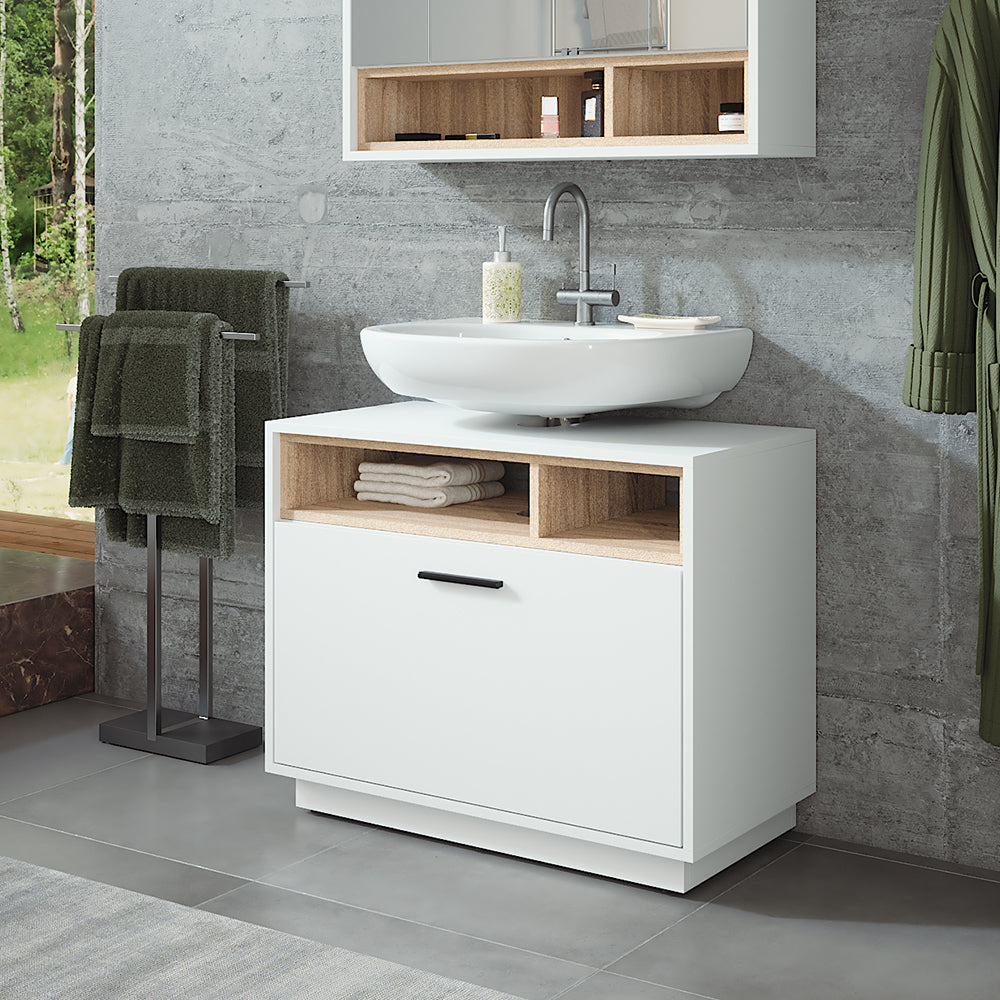 Vicco Mobiletto Bianco/Sonoma 80 x 64 cm con cassetto