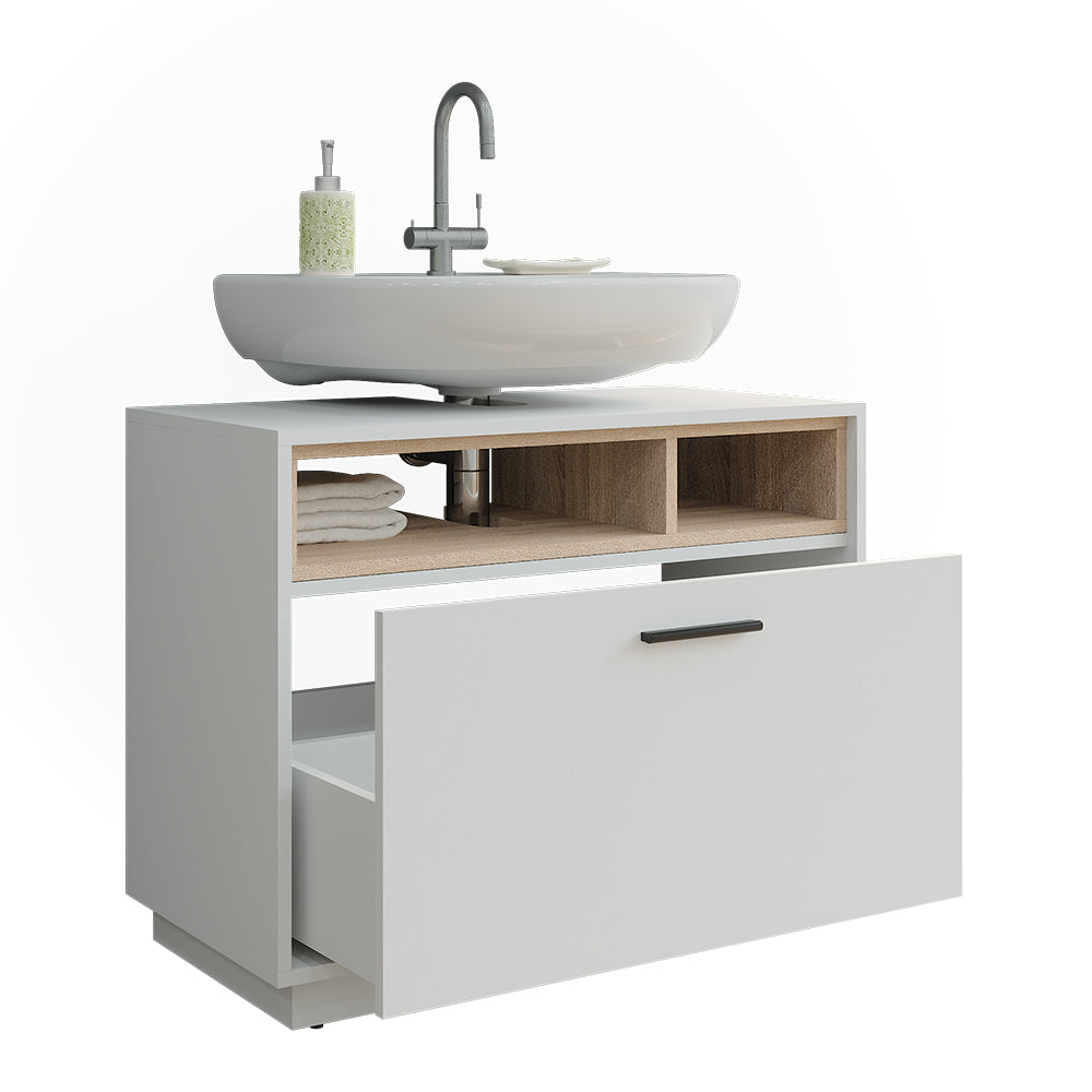 Vicco Mobiletto Bianco/Sonoma 80 x 64 cm con cassetto