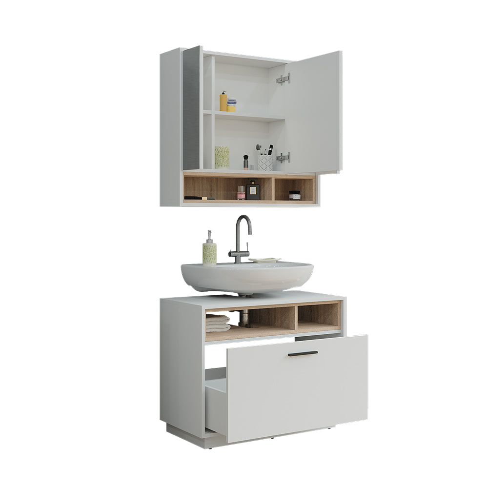 Vicco Set di mobili da bagno Bianco/Sonoma 2 parti