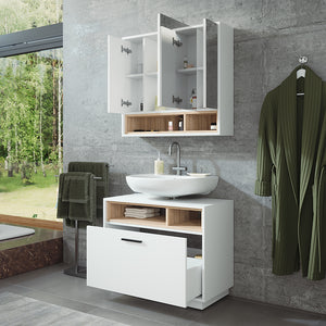 Vicco Set di mobili da bagno Bianco/Sonoma 2 parti