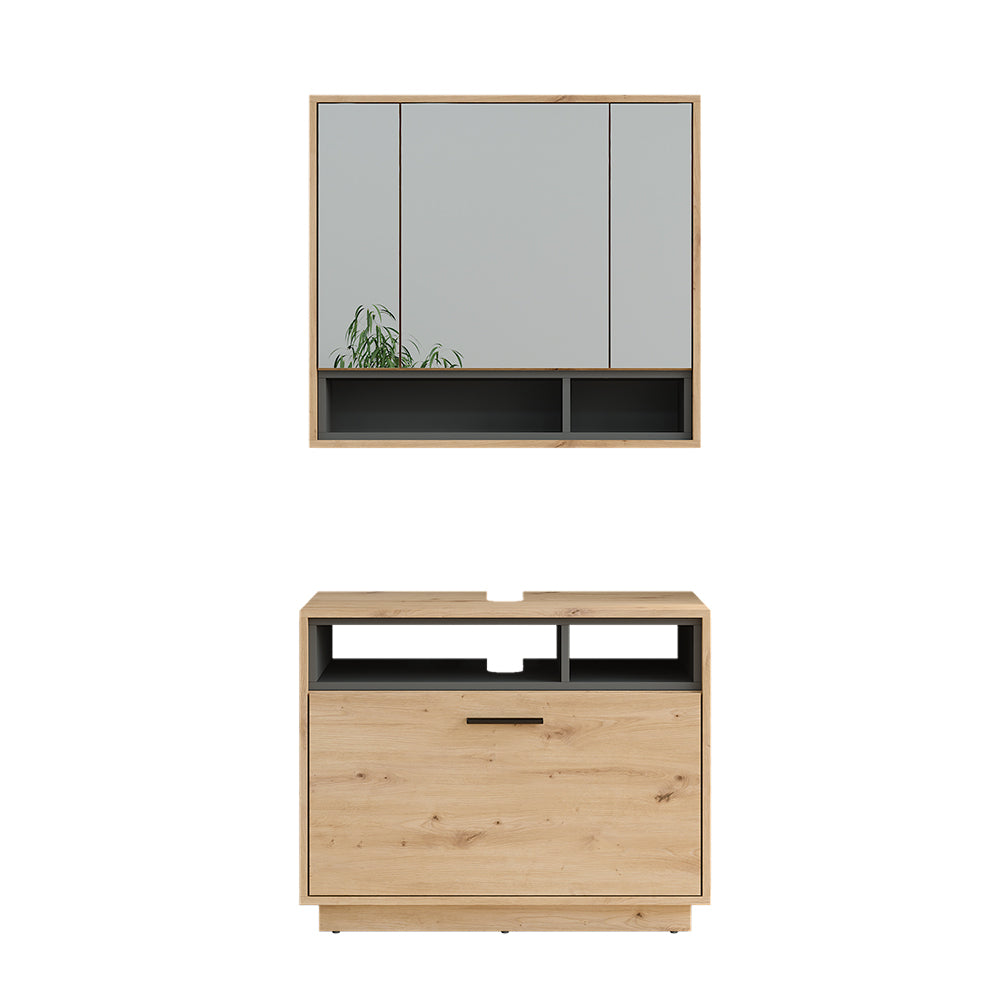 Vicco Set di mobili da bagno Rovere artigianale/antracite 2 parti