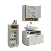 Vicco Set di mobili da bagno Bianco/Sonoma 3 pezzi con unità midi