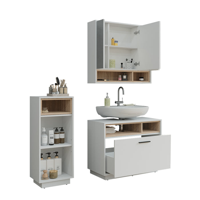 Vicco Set di mobili da bagno Bianco/Sonoma 3 pezzi con unità midi