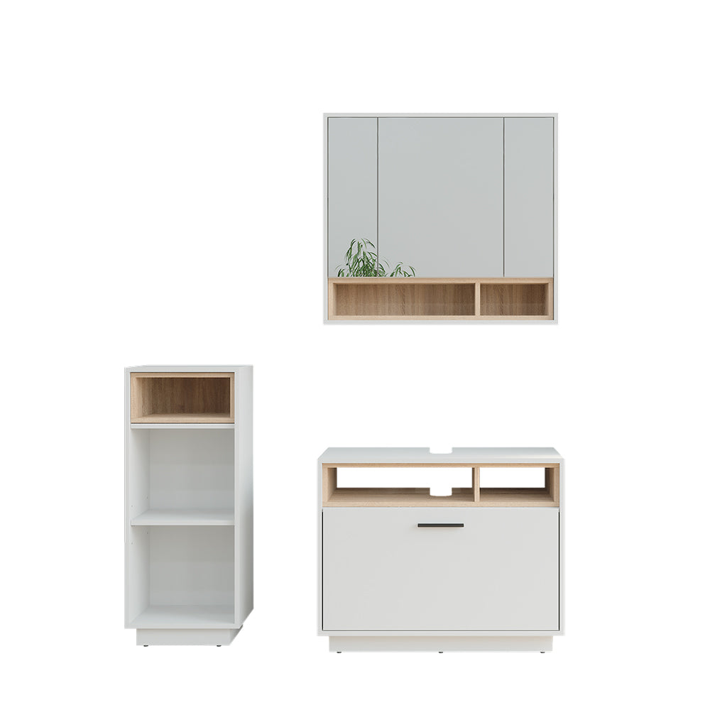 Vicco Set di mobili da bagno Bianco/Sonoma 3 pezzi con unità midi
