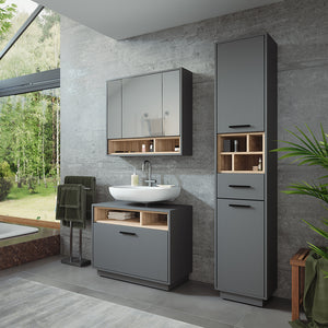 Vicco Set di mobili da bagno Antracite/Sonoma 3 parti con colonna