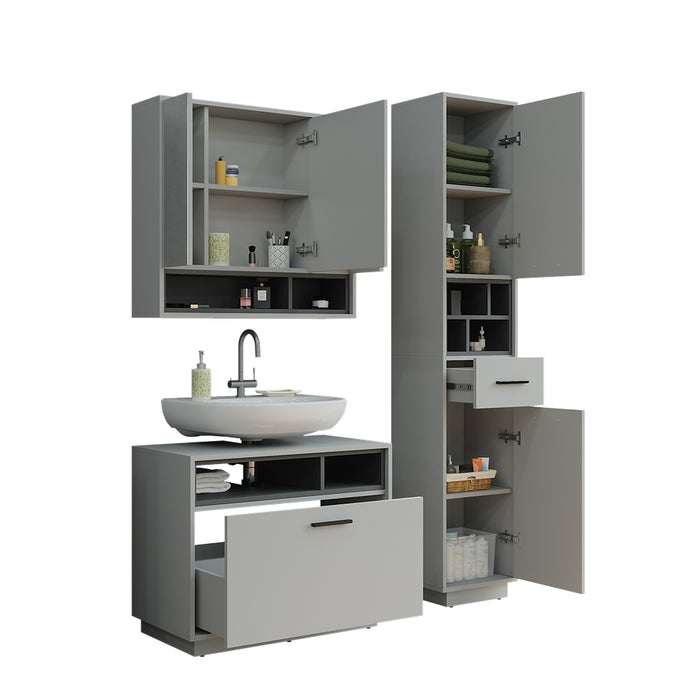 Vicco Set di mobili da bagno Grigio/antracite 3 parti con colonna