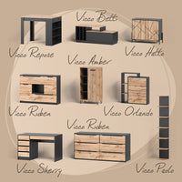 Vicco Tavolino Quercia dorata/antracite 99.6 x 58.8 cm con cassetto