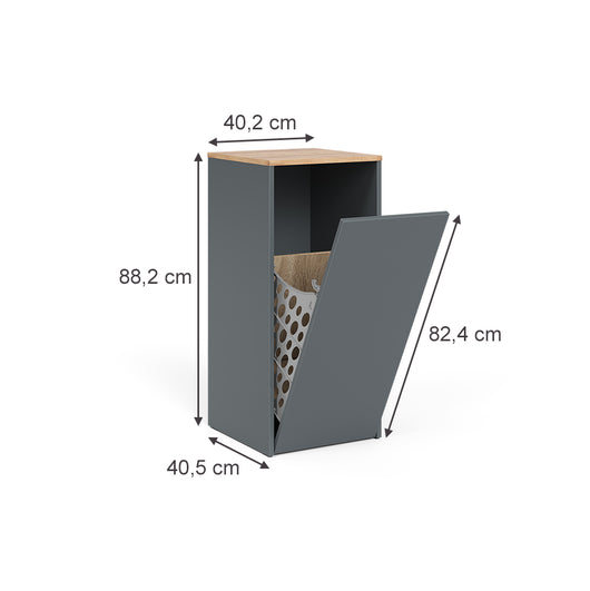 Vicco Mobiletto da bagno Antracite/quercia dorata 40.2 x 88.2 cm con cesto portabiancheria