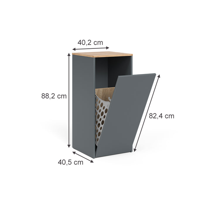 Vicco Mobiletto da bagno Antracite/quercia dorata 40.2 x 88.2 cm con cesto portabiancheria