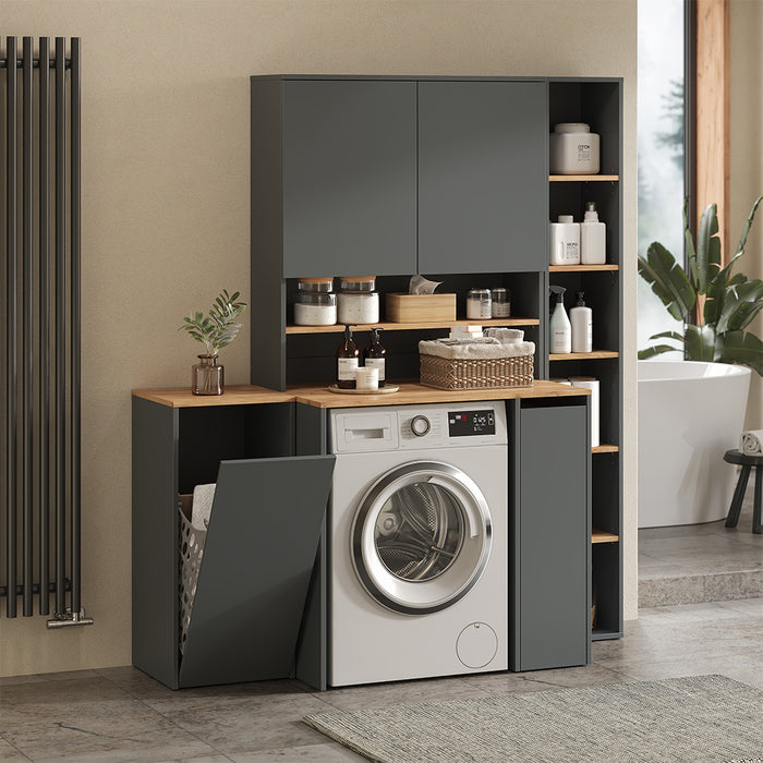 Vicco Mobiletto da bagno Antracite/quercia dorata 40.2 x 88.2 cm con cesto portabiancheria