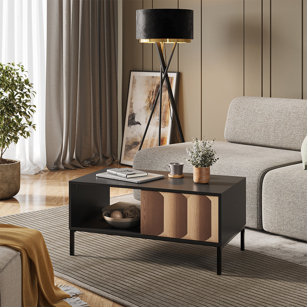 Vicco Tavolino Nero/quercia 90 x 50 cm con cassetto