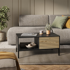 Vicco Tavolino Nero/quercia 90 x 50 cm con un cassetto