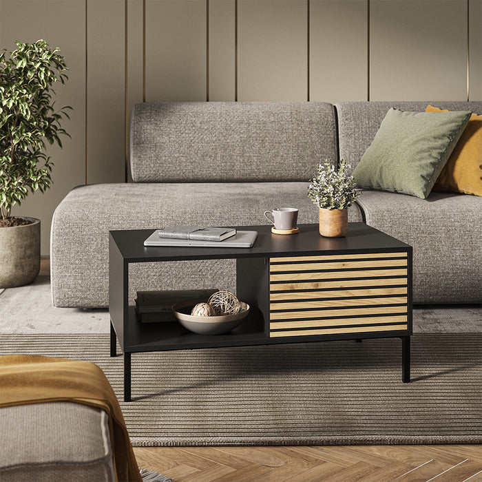 Vicco Tavolino Nero/quercia 90 x 50 cm con un cassetto