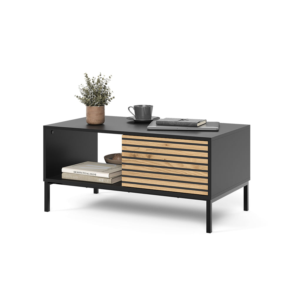 Vicco Tavolino Nero/quercia 90 x 50 cm con un cassetto