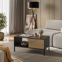 Vicco Tavolino Nero/quercia 90 x 50 cm con un cassetto