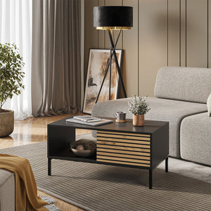 Vicco Tavolino Nero/quercia 90 x 50 cm con un cassetto